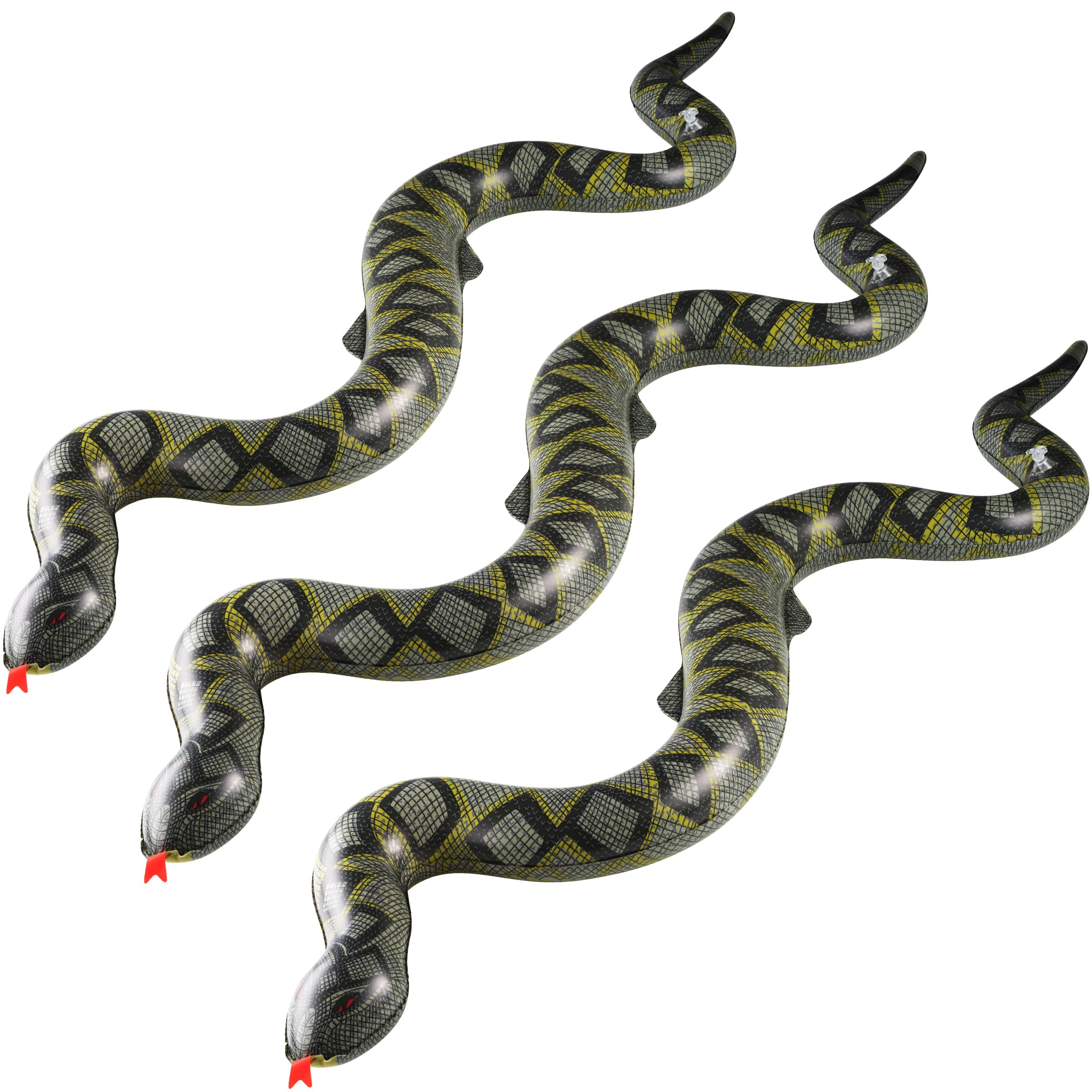 Bedwina inflatable snakes in front view for bold jungle party decor and photo worthy moments