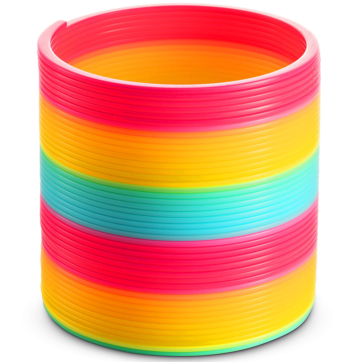 Bedwina jumbo rainbow spring coil on stairs for active, imaginative play.