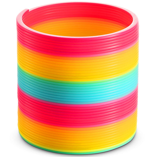 Bedwina jumbo rainbow spring coil on stairs for active, imaginative play.