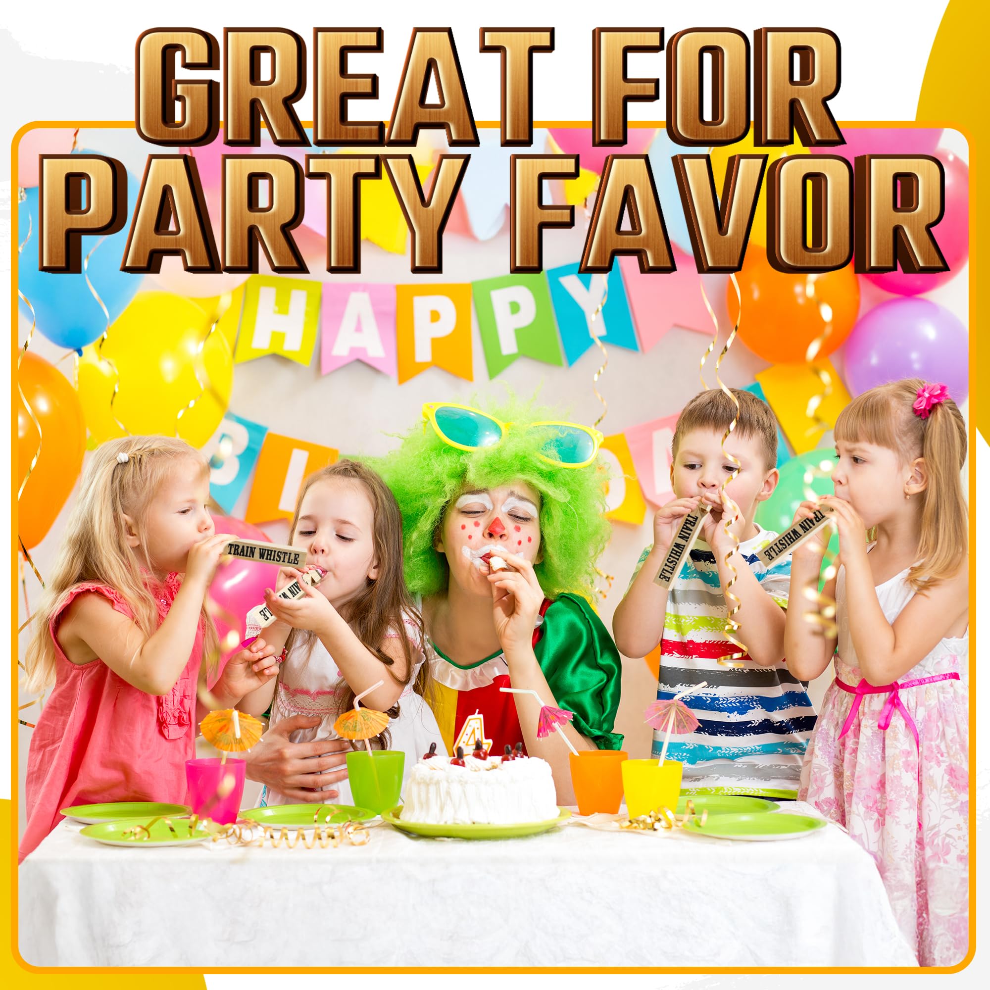 Bedwina kids playing with wooden train whistles during party activities