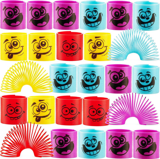 Bedwina Mega Pack 50 mini coil springs group shot, colorful party favors for kids.