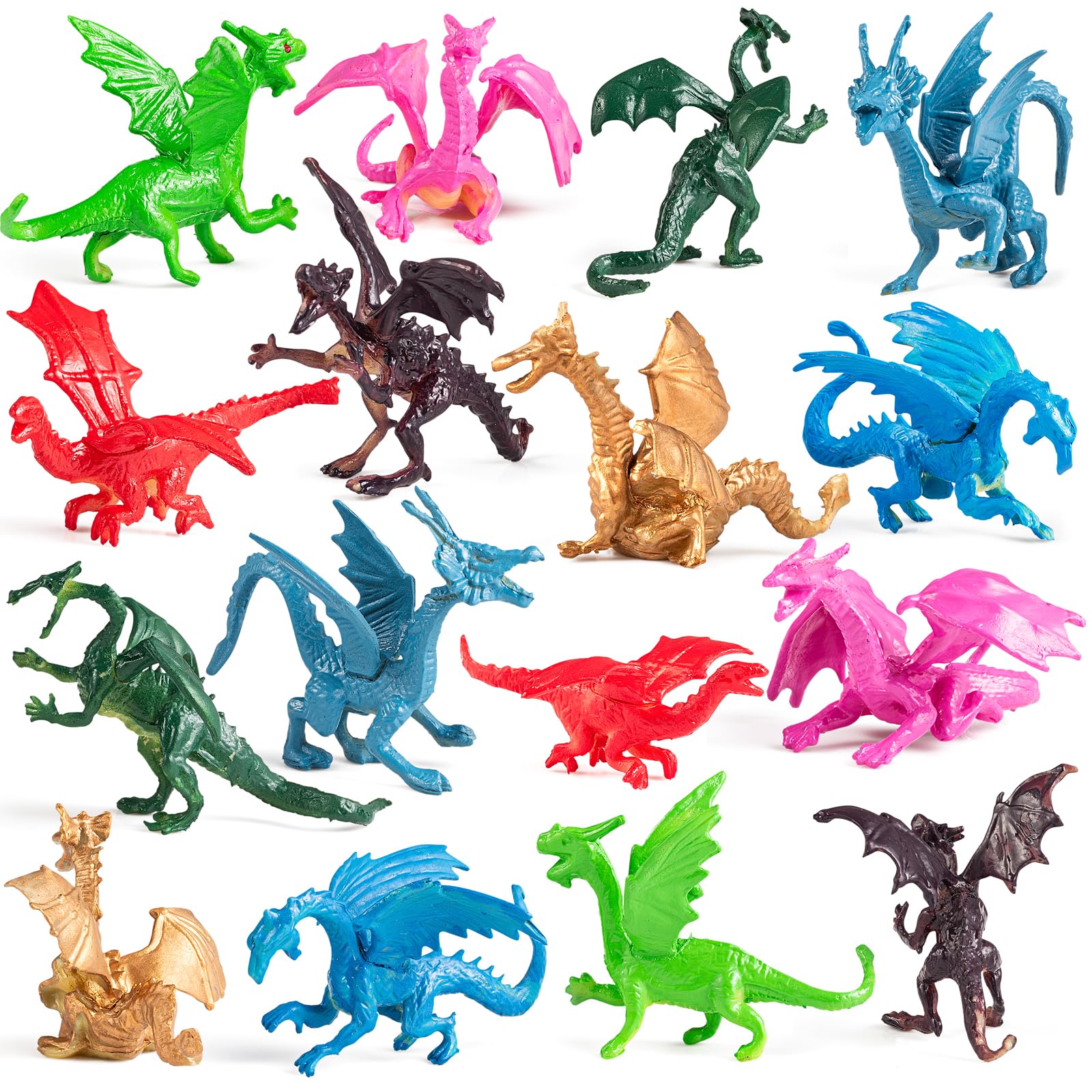 Bedwina mini dragon toy figure in assorted colors for party decorations and favors.