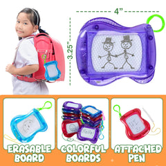 Bedwina mini drawing board with keychain clip for portable play.