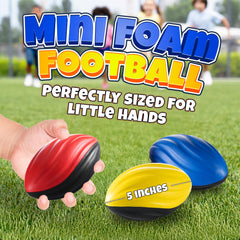 Bedwina mini foam football blue and black, bright playtime aid.