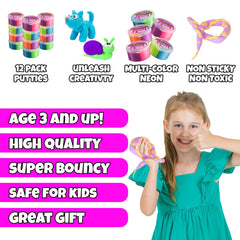 Bedwina Neon Bouncing Putty assortment of neon colors ideal for sensory play.