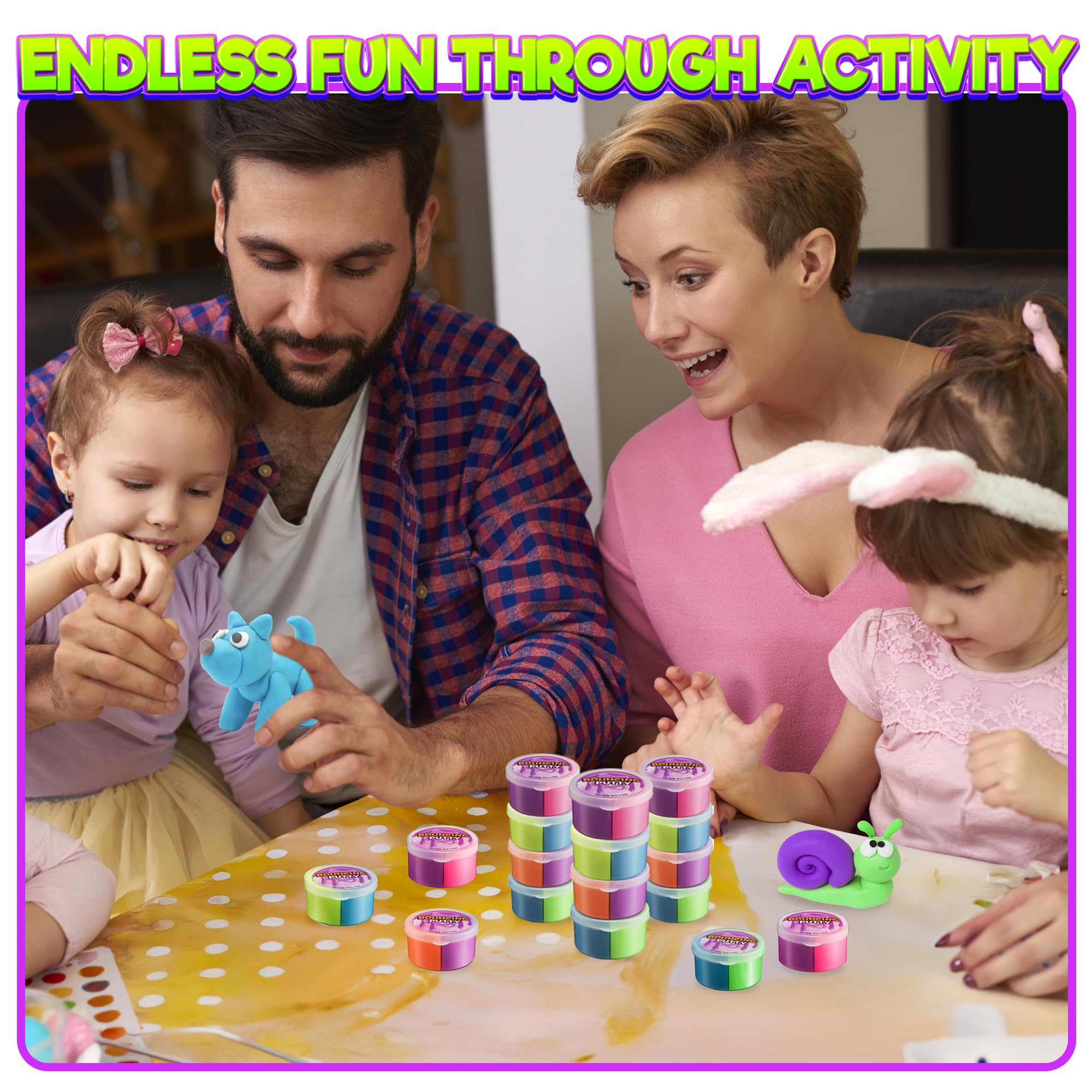 Bedwina Neon Bouncing Putty in kid playtime setting for focus and fun.