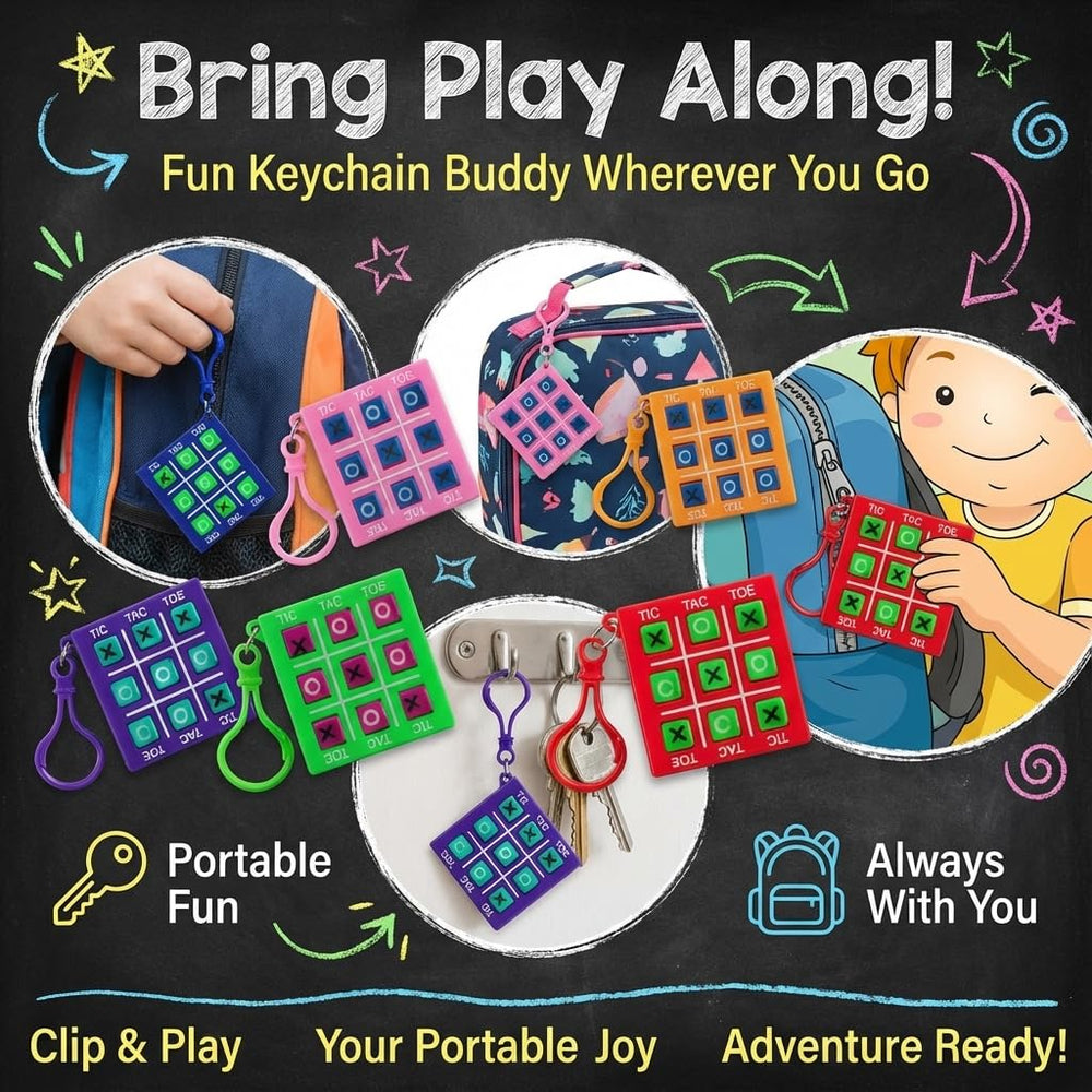 Bedwina party-favor tic tac toe keychain doubles as a classroom prize
