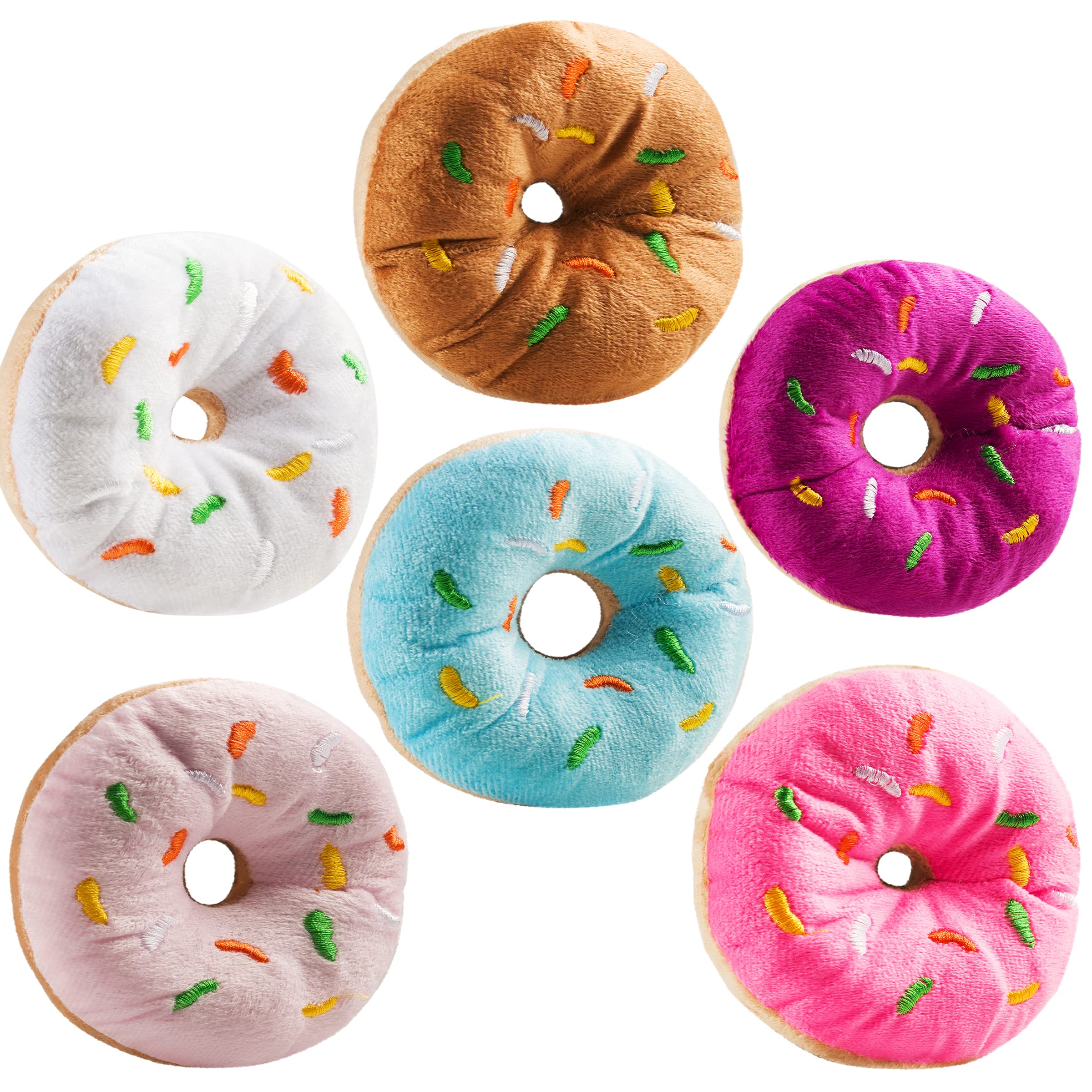 Bedwina plush donut toy in white sprinkles; perfect donut party favors and decorations.
