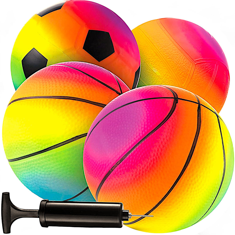 Bedwina rainbow sports balls 5-inch pack: vibrant outdoor play for kids.