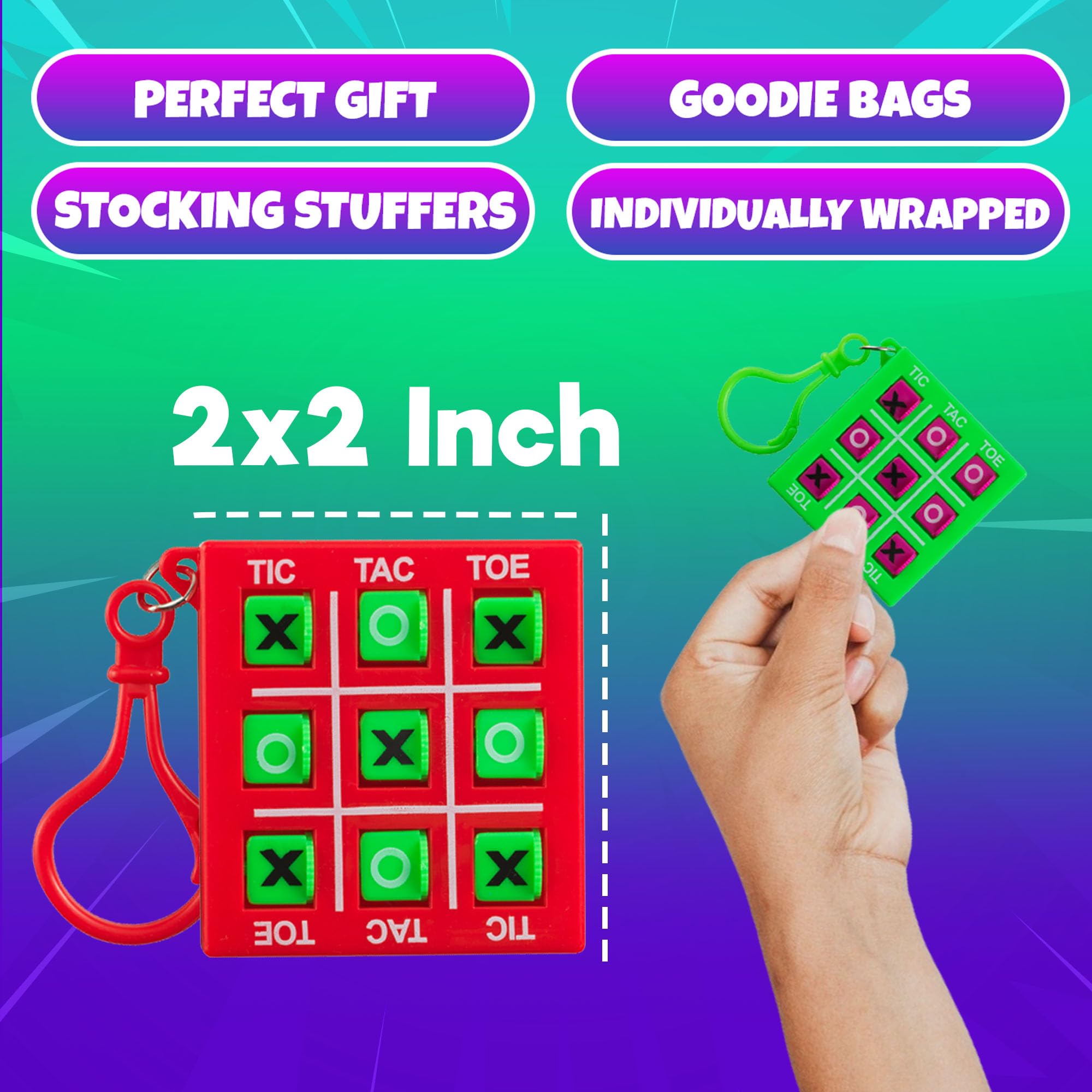 Bedwina rotating-blocks tac tac toe keychain in bright colors