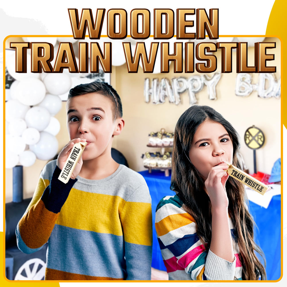 Bedwina wooden train whistle packaged in clear wrapper for gifting