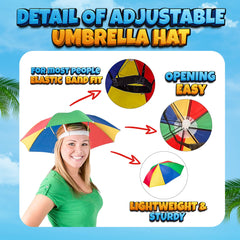 Bedwina umbrella hat adjustable headband fits most heads for comfortable all day wear.