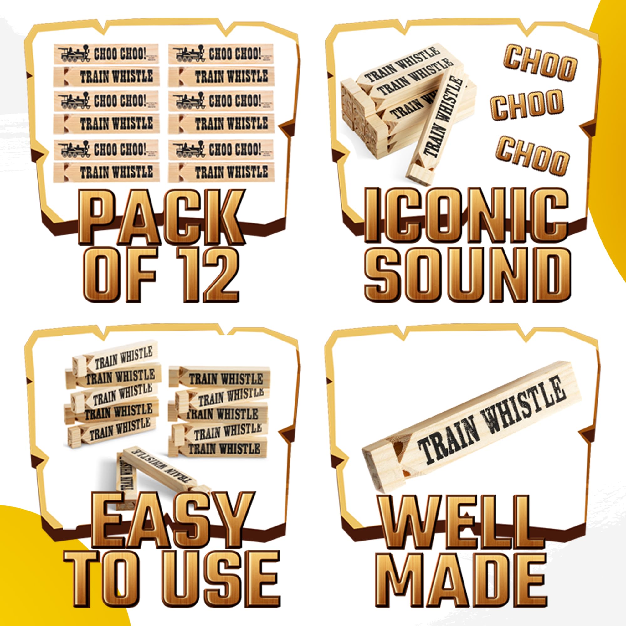 Bedwina wooden train whistle close-up sanding smooth finish for safe kids' use