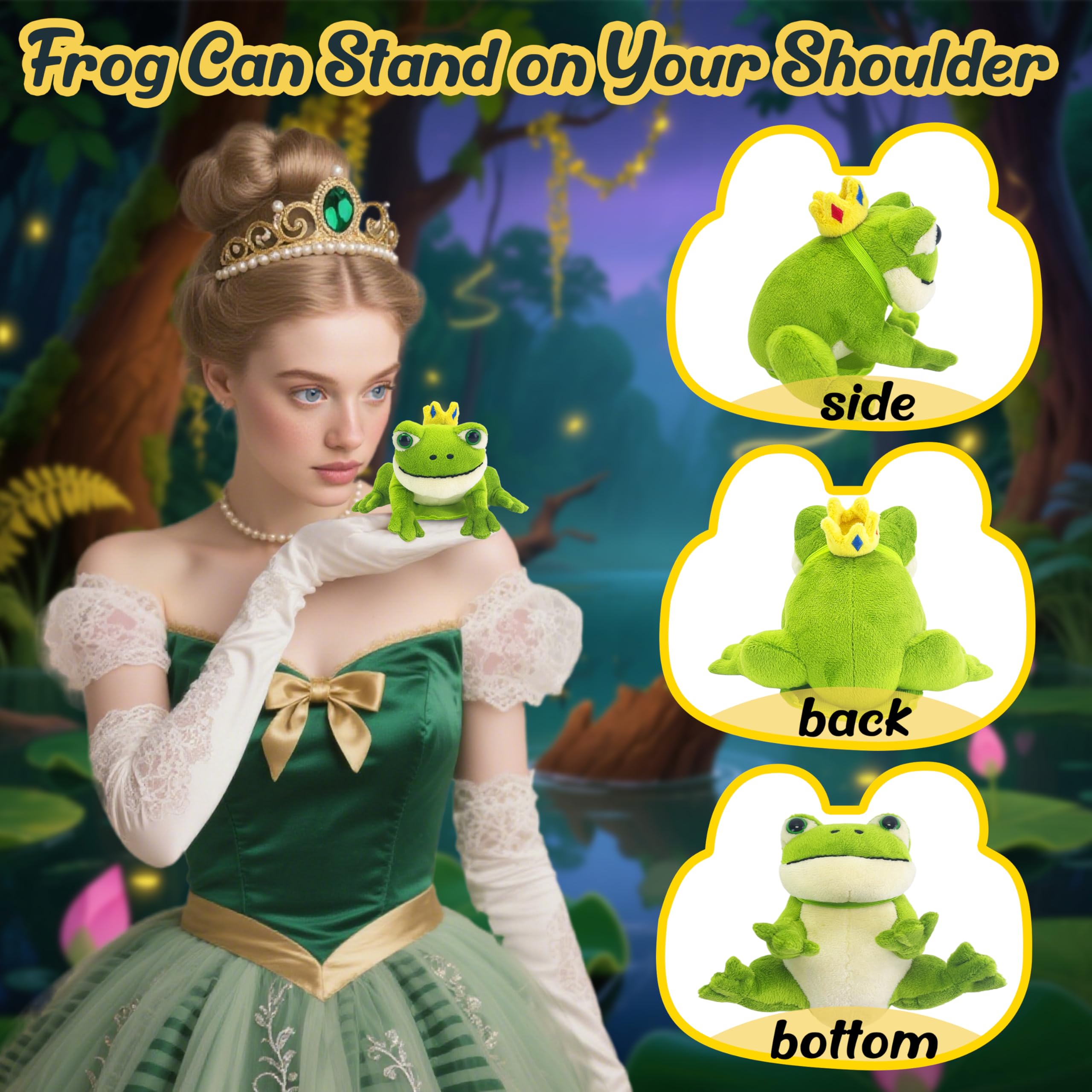 Beeadore frog plush features soft plush fabric and PP cotton for a gentle touch.
