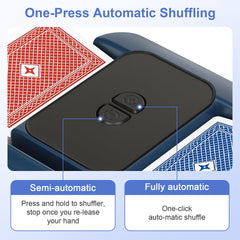 Blue edition of the BEE&FLOWER Card Shuffler in a sleek blue-black design.