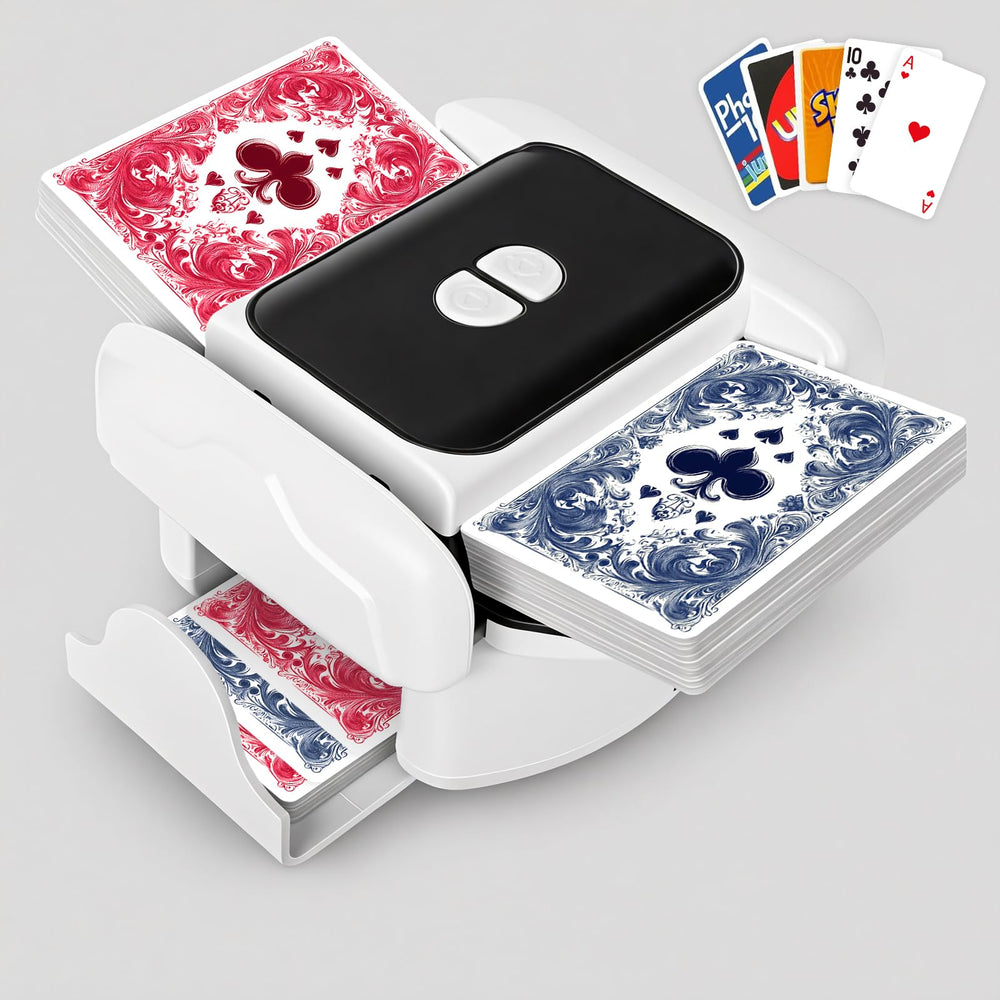 BEE&FLOWER Card Shuffler front view showing quiet operation for game nights.