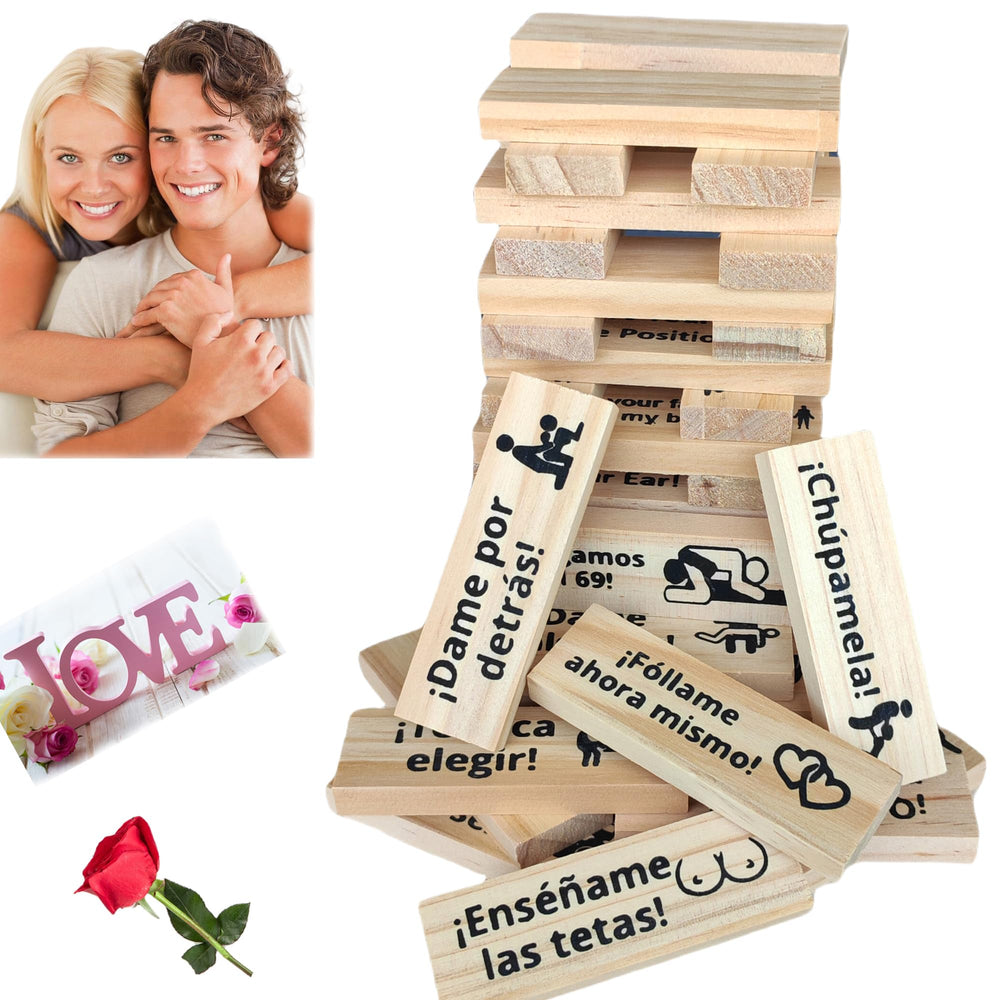 Beecotox blocks tower game for couples in packaging, ideal for romantic gifts.