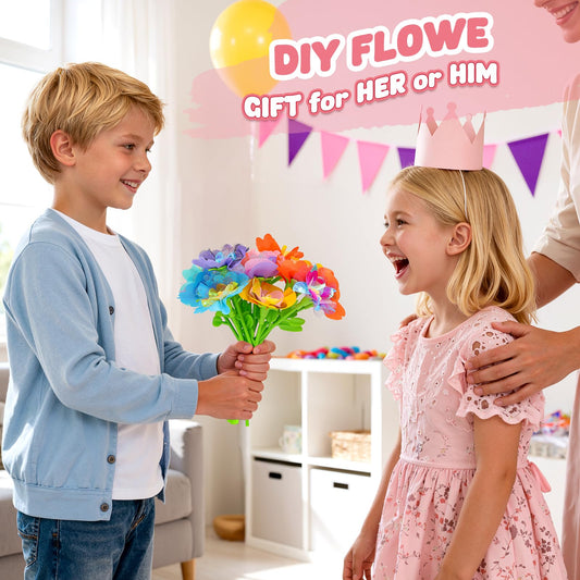 Beefunni Flower Bouquet Craft Kit assembly tool supports easy stem placement during play.