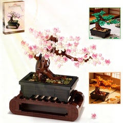 Beego 3IN1 Cherry Blossom Bonsai Tree with pink flowers, a striking centerpiece.
