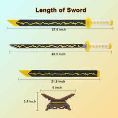 Beego building kit stand supports the finished Zenitsu sword display.