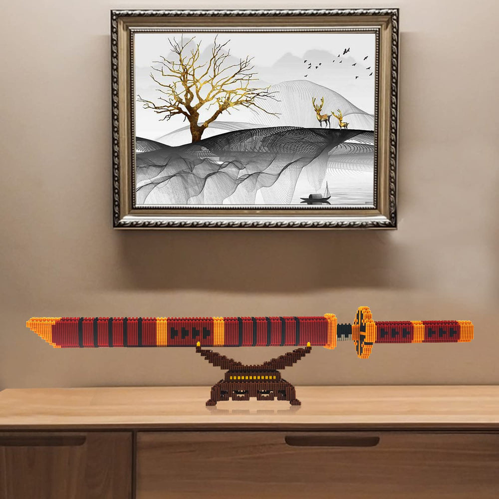 Beego sword scabbard and stand assembly shows sturdy support and precise restoration
