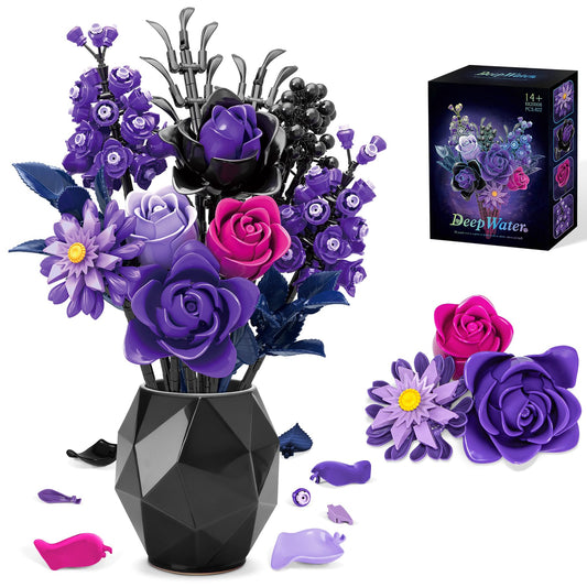 BeepZipp artificial flower bouquet black purple front view for lasting decor