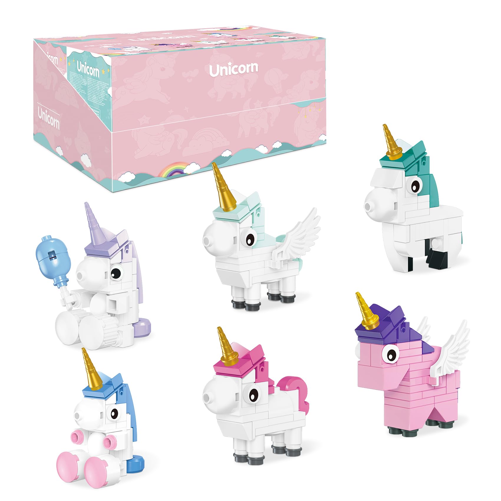 BeepZipp Unicorn Toy Building Set front view with vibrant bricks for imaginative play