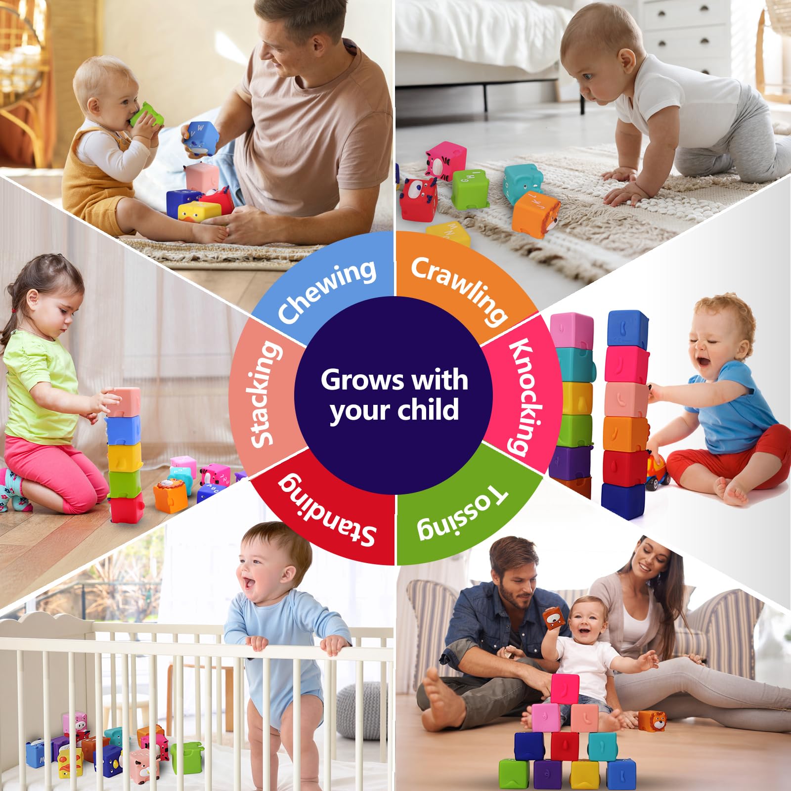 Beeqoo Blocks grow with baby from teething to building.