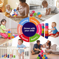 Beeqoo Blocks grow with baby from teething to building.
