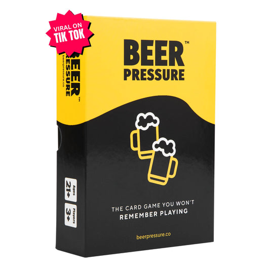 Beer Pressure card deck spread at a lively party to spark quick laughs