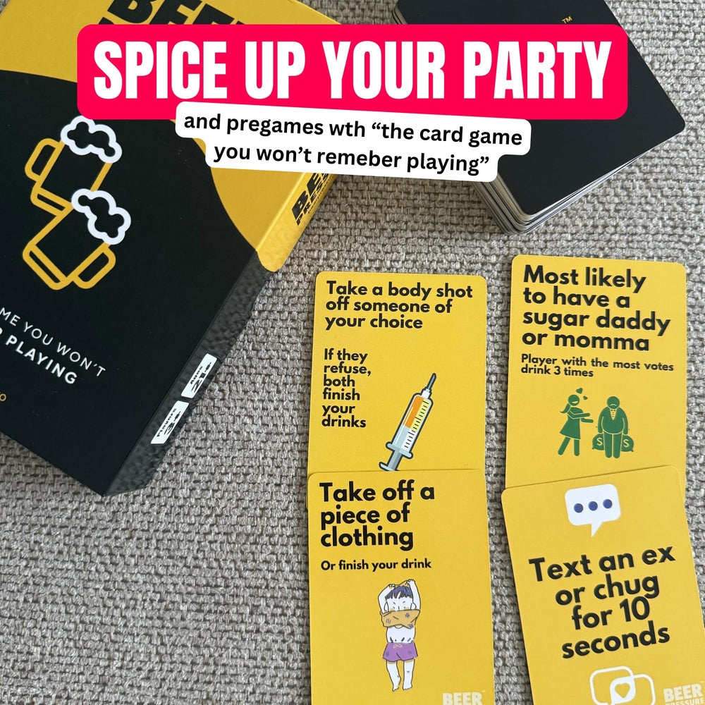 Beer Pressure game-night setup with cards ready for fast-paced prompts