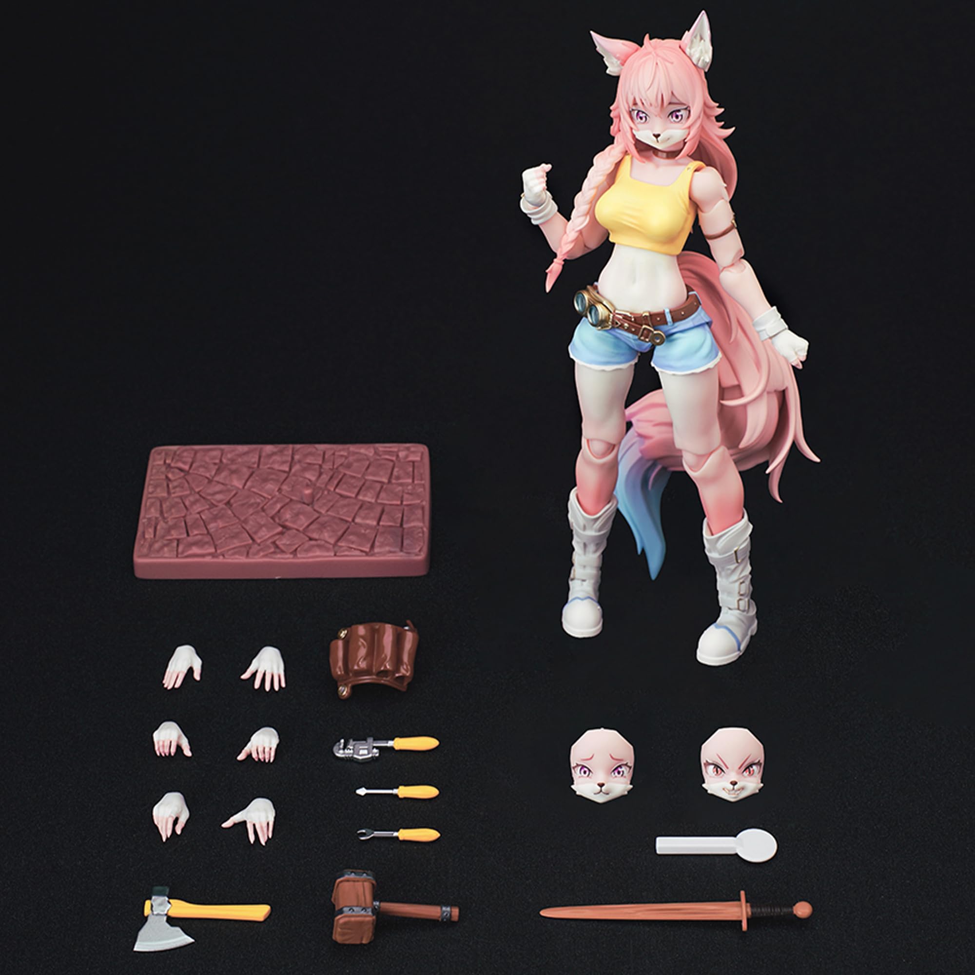 BEERISE LADOTOYS Mender Liya Alopex pink 6-inch display piece for shelves.