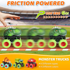 Beestech dinosaur monster truck in action: battery-free, push-and-go fun
