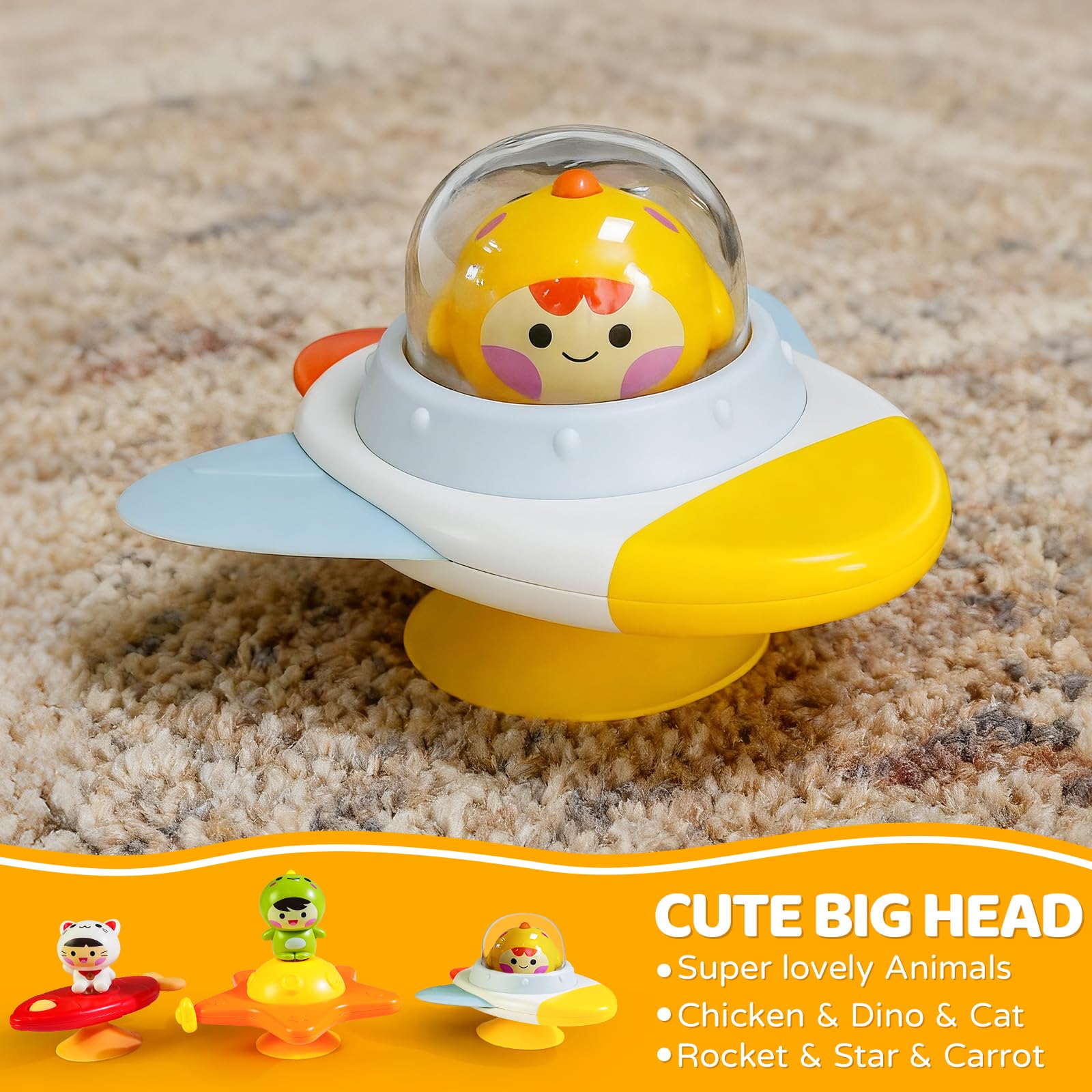 Bright Beestech spinner toys in vibrant colors inspire bath time exploration and joy.