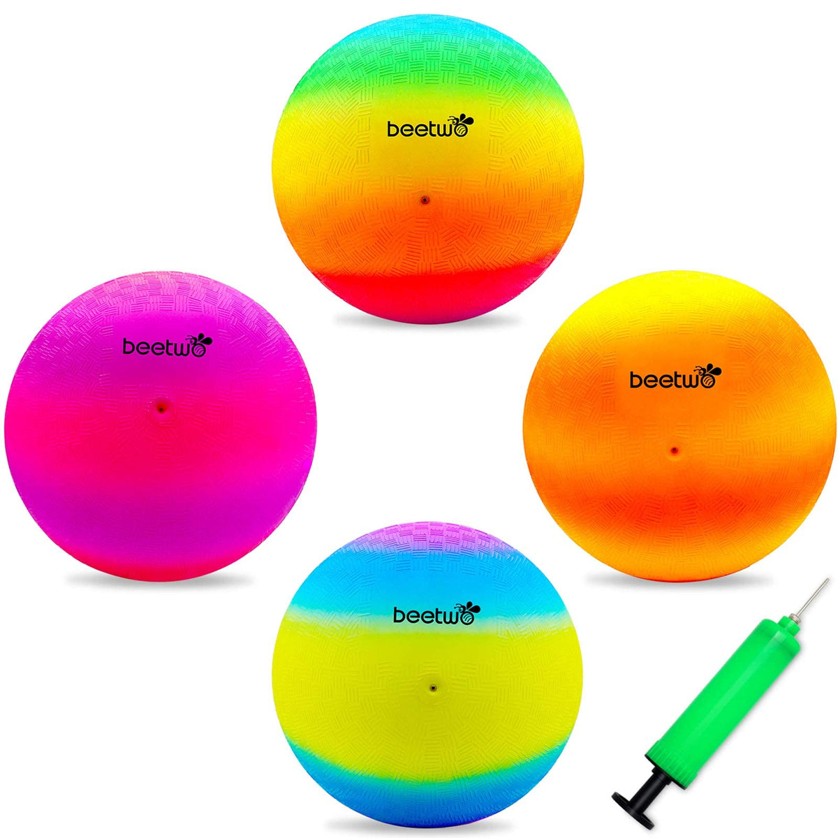 Beetwo four-square ball in multicolor ready for outdoor play.