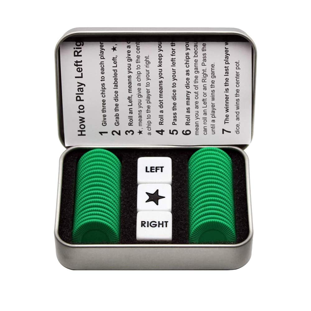Befantasway Right Left Center dice set with green dice for quick party rounds.