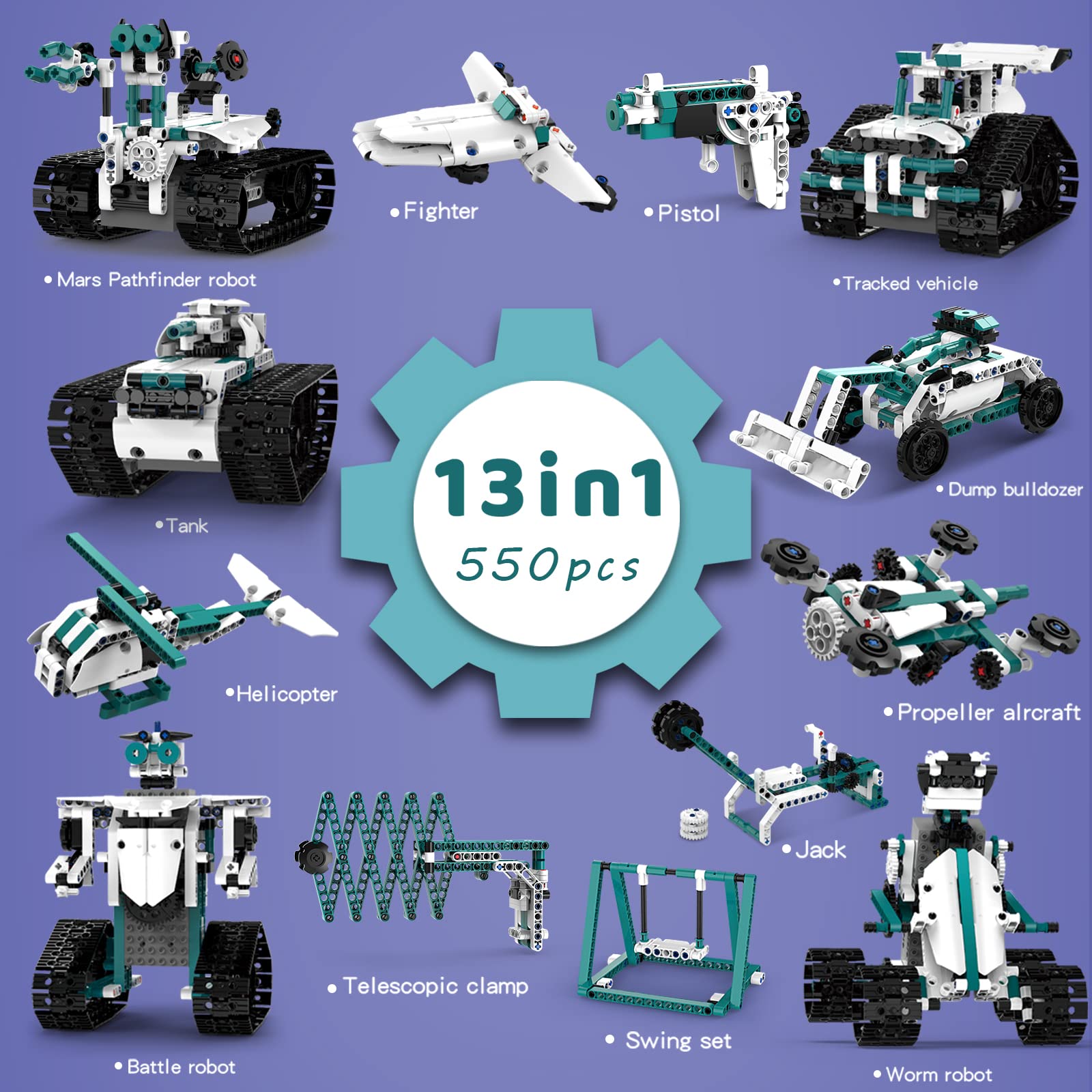 BEHOWL 13-in-1 tracked racer model emphasizing movement and precise assembly.