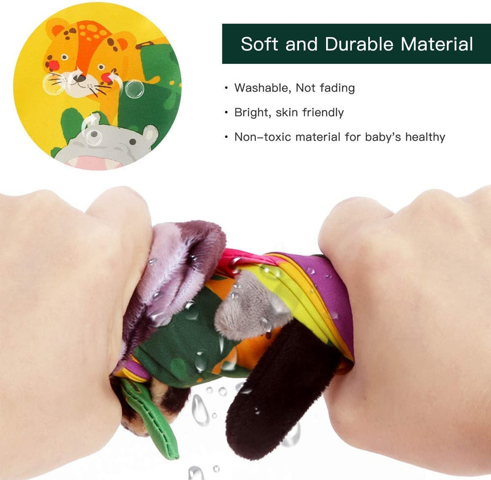 Beiens animal-tail texture provides sensory interaction during tummy time.