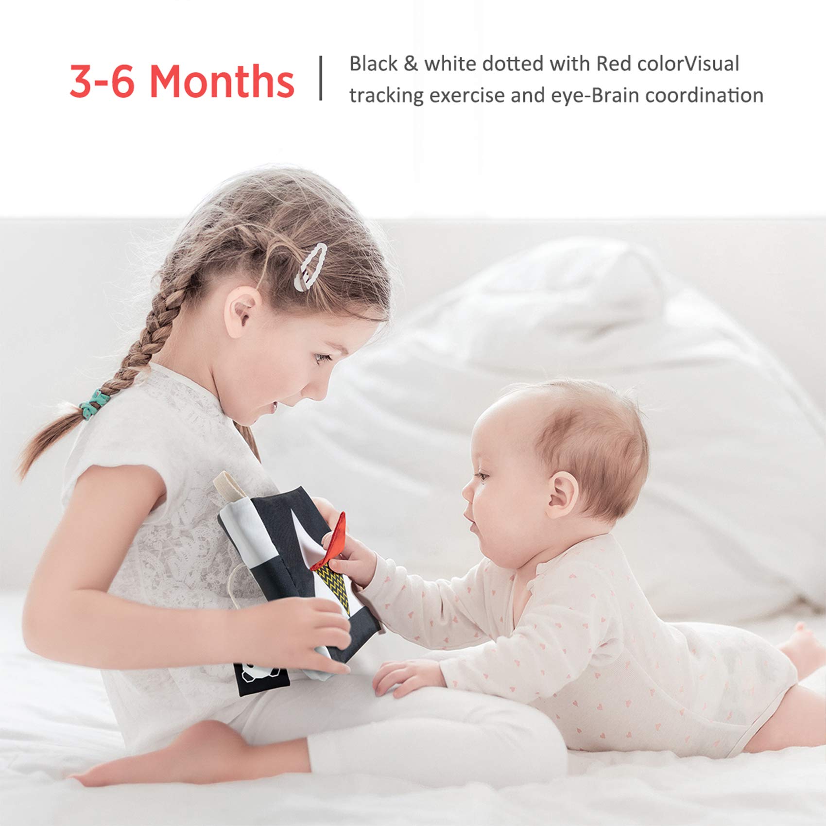 Beiens crinkle pages with gentle sounds for curious babies.