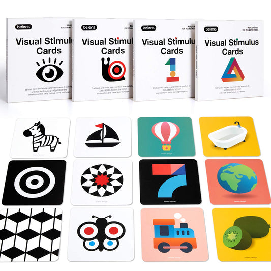 beiens high-contrast baby flashcards front view shows bold visuals for early visual attention.