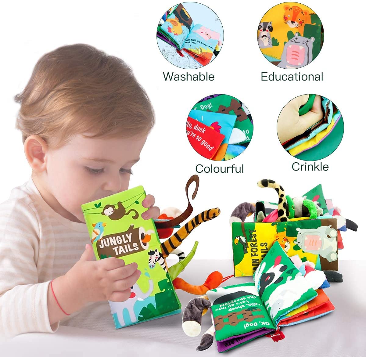 Beiens squeaker sound page enhances baby interaction during playtime.