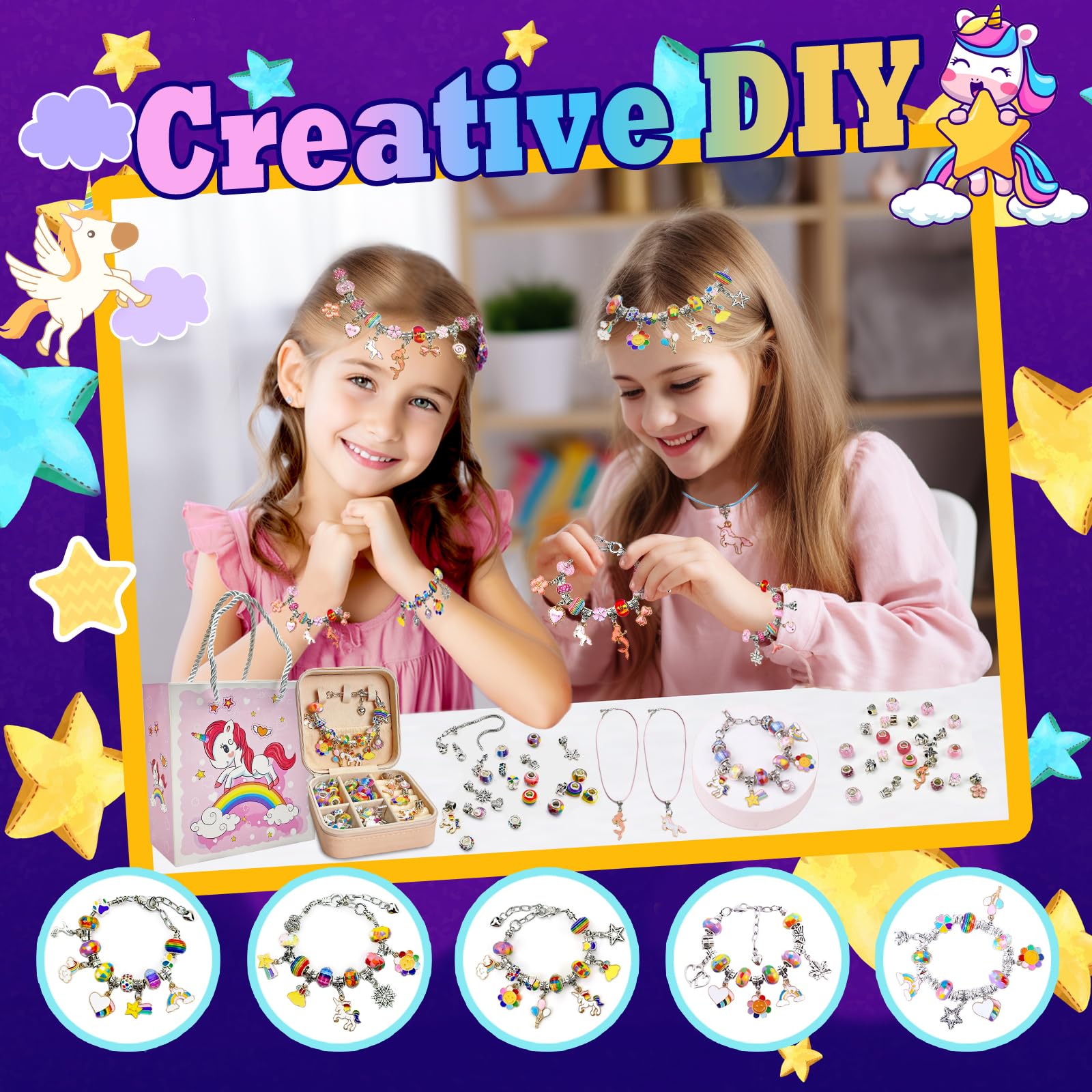 BEIKEETOO DIY bracelet-making supplies enable easy, kid-friendly crafting sessions.