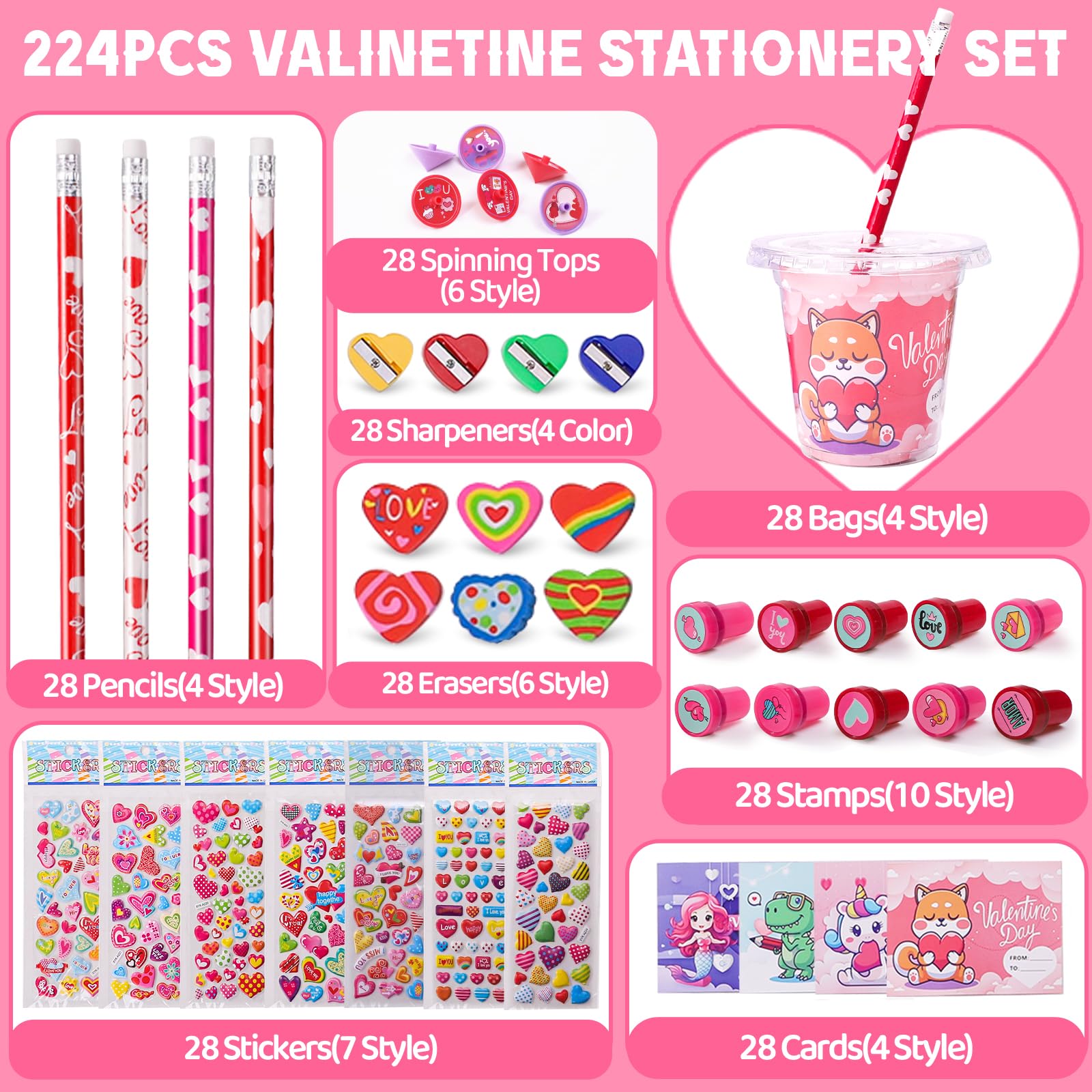 Beikeetoo Valentines colored pencils in four styles for creative writing