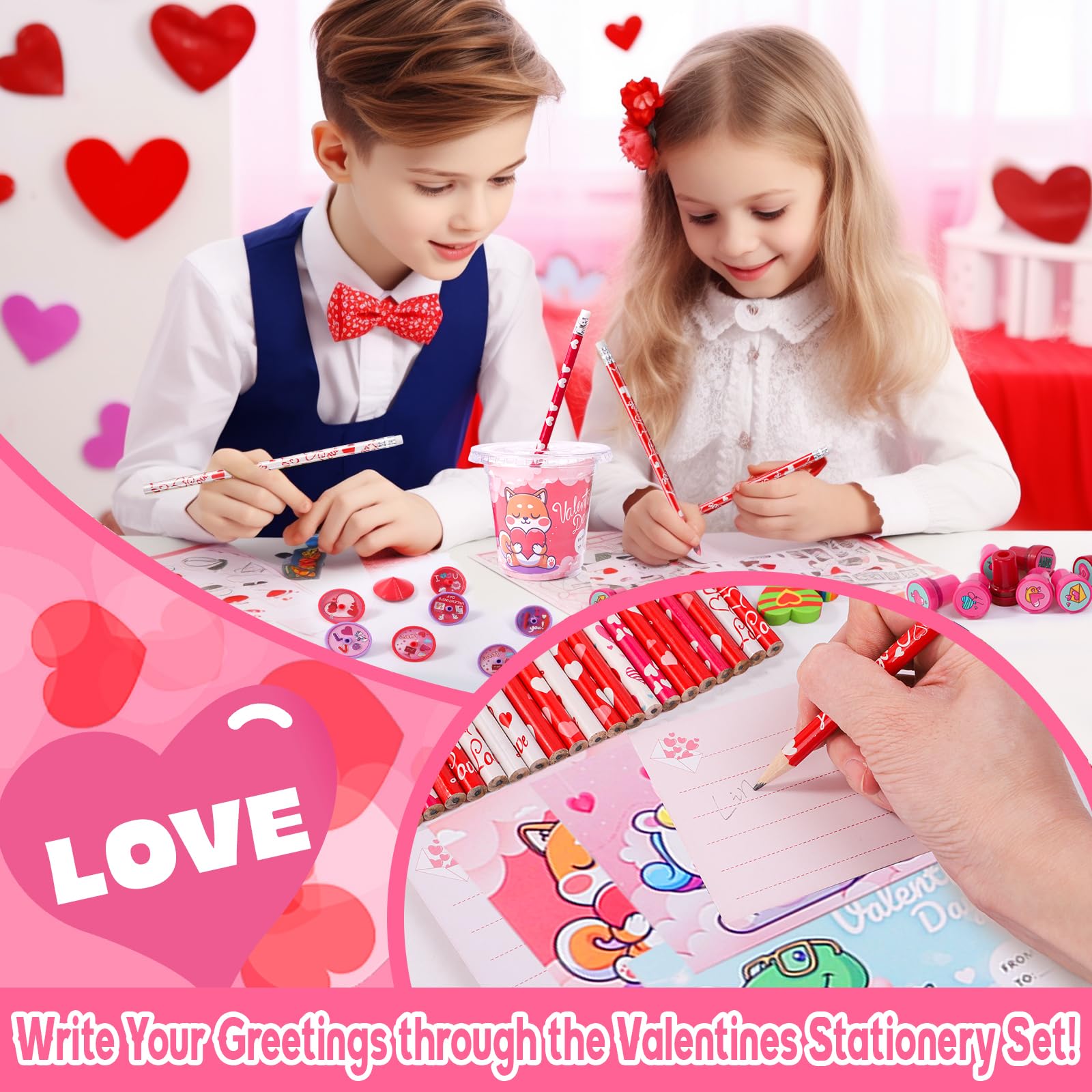 Beikeetoo Valentines erasers in six styles for tidy writing corners