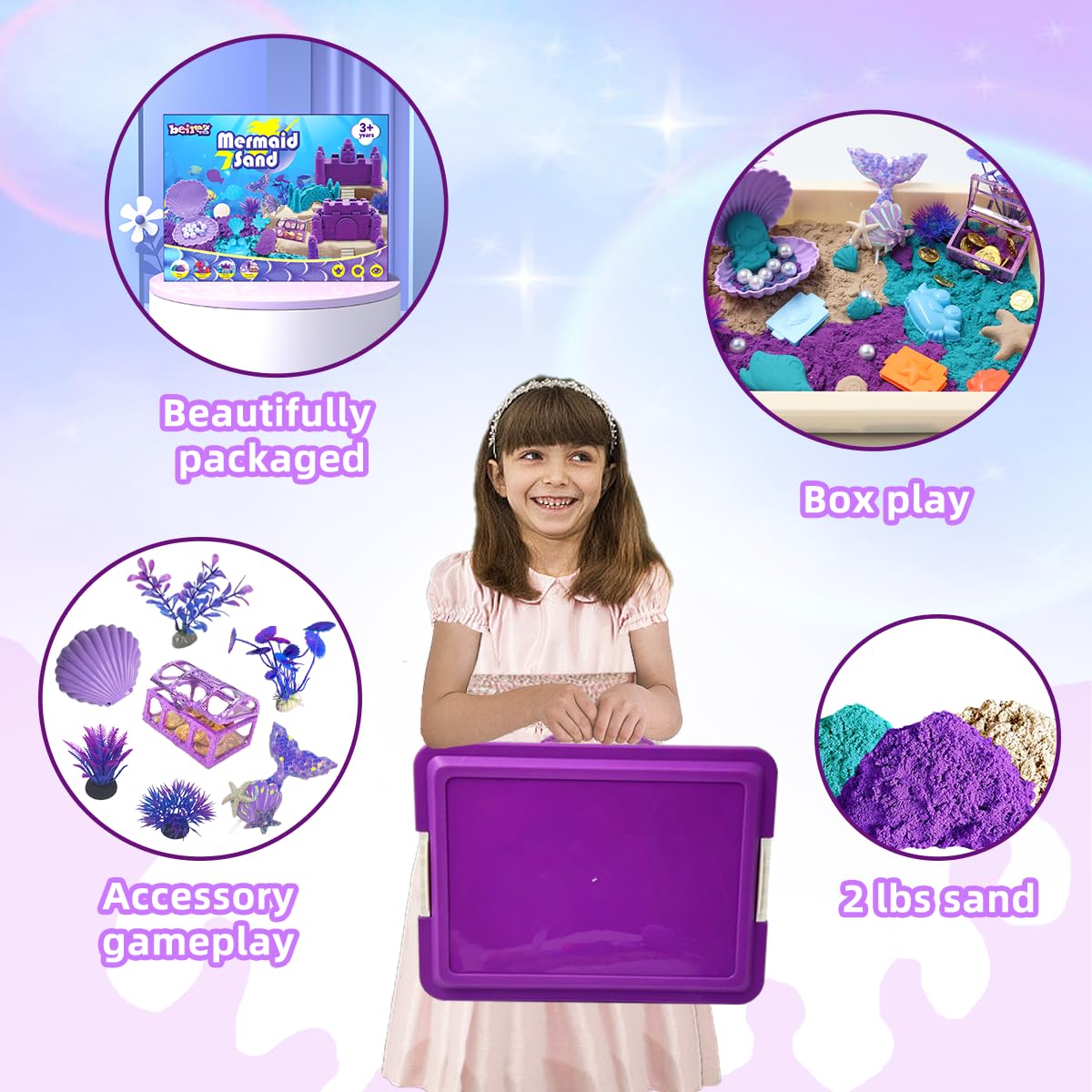 BEIREG Mermaid Sensory Bin Kit fishtail flag for immersive sea scenes