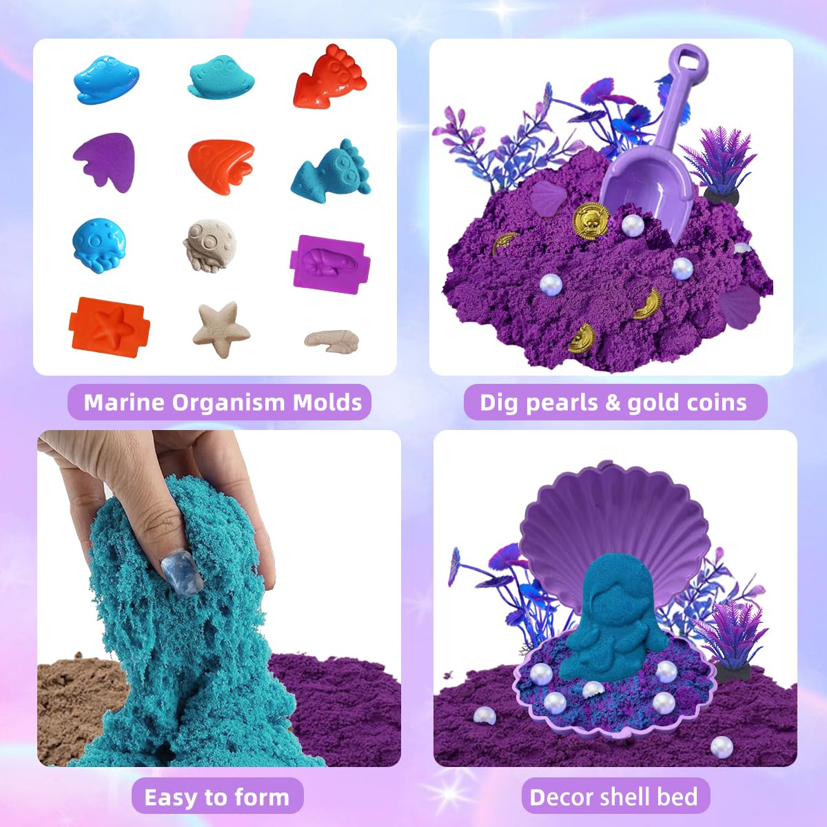 BEIREG Mermaid Sensory Bin Kit ocean castles molds for building adventures