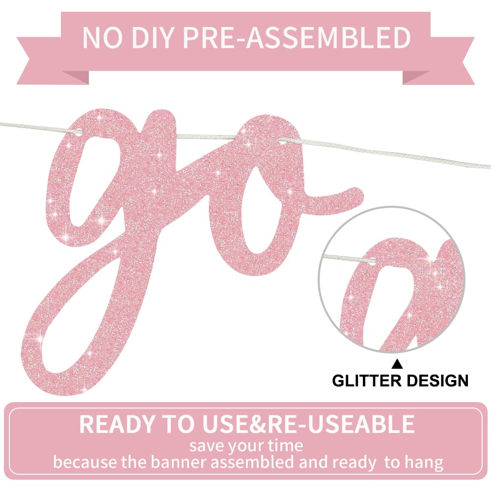 BEISHIDA dark pink banner, pre-strung letters, lightweight and reusable for future parties.