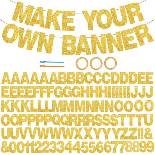 BEISHIDA banner kit assembly with glitter gold letters ready for custom phrases