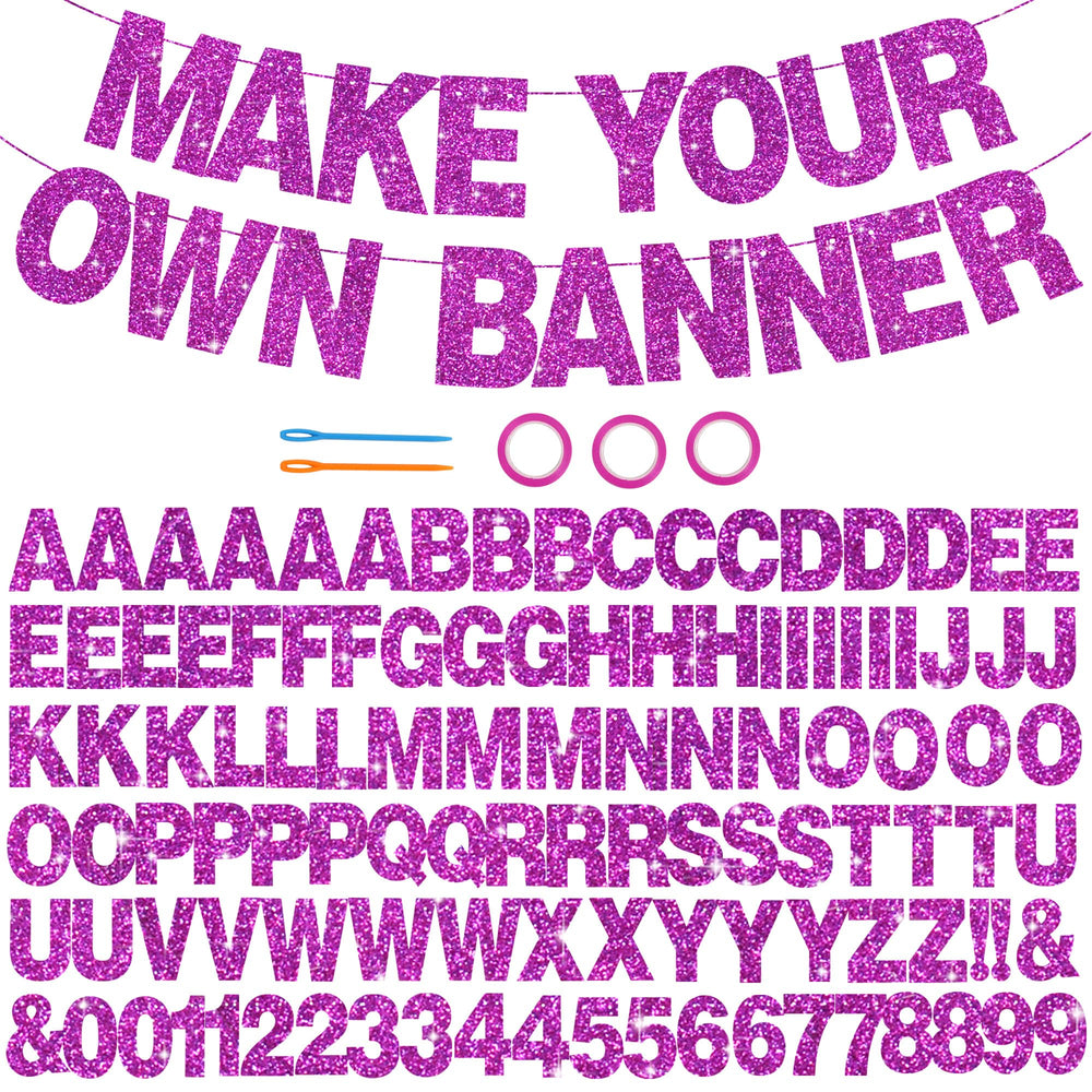 BEISHIDA 116 PCS purple glitter banner letters for easy party personalization