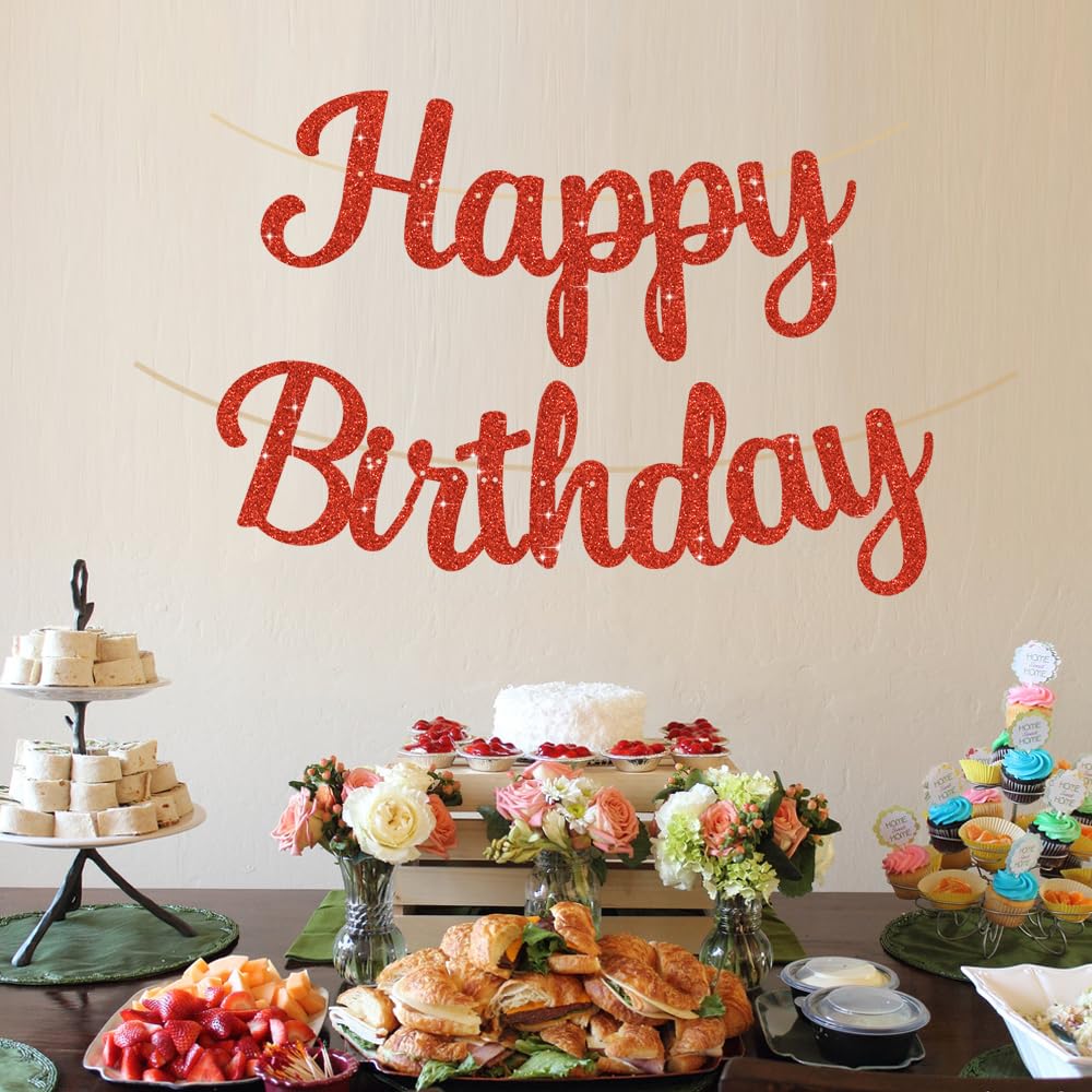 BEISHIDA birthday banner decor on mantel and windows